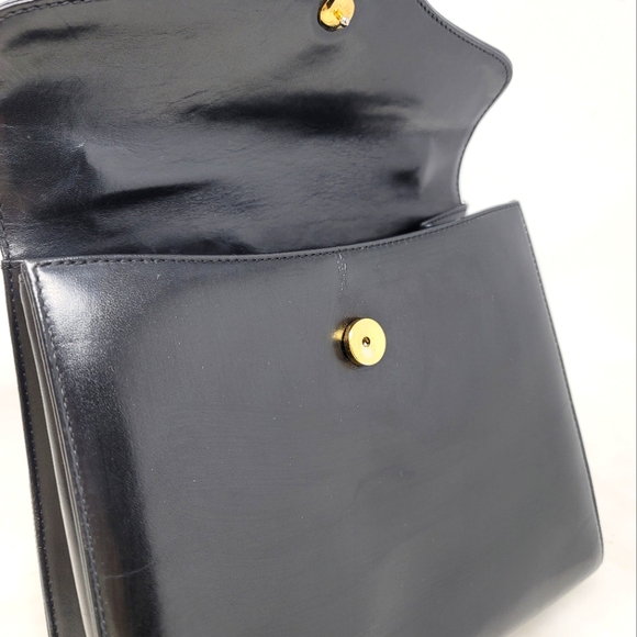 Vintage Givenchy Top Handle Kelly Black Leather Medium Tote Hand Bag Authentic - Picture 8 of 13